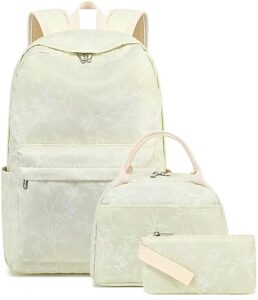 bluboon teen girls school backpack kids bookbag set with lunch box pencil case travel laptop backpack casual daypacks (beige)