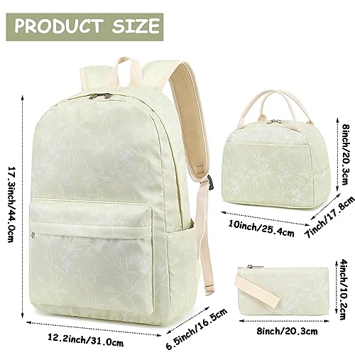 Bluboon Teen Girls School Backpack Kids Bookbag Set with Lunch Box Pencil Case Travel Laptop Backpack Casual Daypacks (Beige)