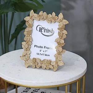 5x7 Antique Picture Frame Gold Butterfly 5 x 7 Vintage Photo Frames for Tabletop Display and Wall Mount Vertical Horizontal