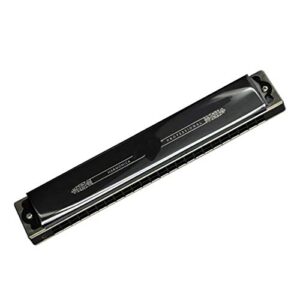 waazvxs 24 holes harmonica mouth organ key of c musical instruments abs comb silver black blue wind wood harp (color : black key of c)