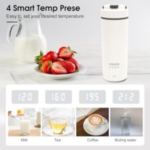 PERSUPER Portable Kettle, 450ml Small Electric Travel Kettle, Coffee Kettle, with 4 Variable Presets, Fast Boil and Keep Warm Function, Auto Shut-Of, Boil Dry Protection, 316 Stainless Steel