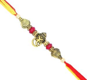 vakratunda ganesha rakhi for brother multicolor beautiful & fancy designer thread raksha bandhan rakhi for loving brother bhai rurakh009