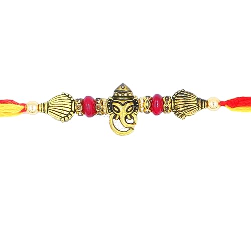 Vakratunda Ganesha Rakhi for Brother Multicolor Beautiful & Fancy Designer Thread Raksha Bandhan Rakhi for Loving Brother Bhai RURAKH009