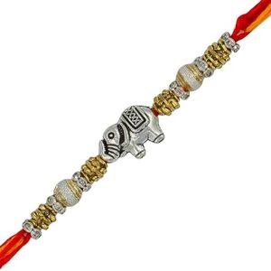 Elephant Rakhi for Brother Multicolor Beautiful & Fancy Designer Thread Raksha Bandhan Rakhi for Loving Brother Bhai RURAKH0011