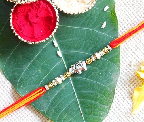 Elephant Rakhi for Brother Multicolor Beautiful & Fancy Designer Thread Raksha Bandhan Rakhi for Loving Brother Bhai RURAKH0011