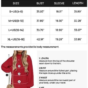 ZESICA Women's 2023 Fall Turtleneck Sweaters Dress Oversized Long Lantern Sleeve Casual Knit Pullover Short Dresses,Red,Small