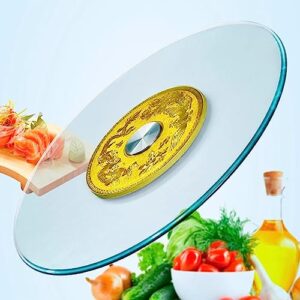 yesbon tempered glass lazy susan round dining table turntable heavy duty rotating tray large tabletop serving plate high load capacity transform your dining experience,85cm