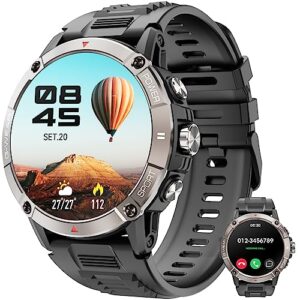 smart watch for men with bluetooth call, 1.52''hd military smartwatch ip68 waterproof fitness watch with heart rate sleep monitor,fitness activity tracker with compass sports watch for android ios