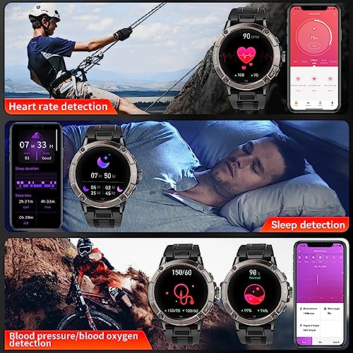 Smart Watch for Men with Bluetooth Call, 1.52''HD Military smartwatch IP68 Waterproof Fitness Watch with Heart Rate Sleep Monitor,Fitness Activity Tracker with Compass Sports Watch for Android iOS