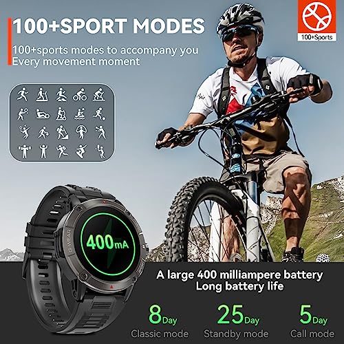 Smart Watch for Men with Bluetooth Call, 1.52''HD Military smartwatch IP68 Waterproof Fitness Watch with Heart Rate Sleep Monitor,Fitness Activity Tracker with Compass Sports Watch for Android iOS