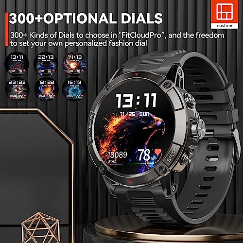 Smart Watch for Men with Bluetooth Call, 1.52''HD Military smartwatch IP68 Waterproof Fitness Watch with Heart Rate Sleep Monitor,Fitness Activity Tracker with Compass Sports Watch for Android iOS