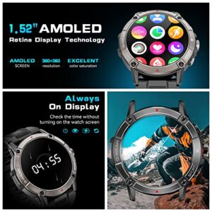 Smart Watch for Men with Bluetooth Call, 1.52''HD Military smartwatch IP68 Waterproof Fitness Watch with Heart Rate Sleep Monitor,Fitness Activity Tracker with Compass Sports Watch for Android iOS