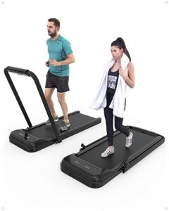 garvee 2-in-1 treadmill, [2.25 hp] [0.6-6.2 mph] for running walking, folding treadmill with real-time workout data on lcd display, under desk treadmill for apartment office home workout- black