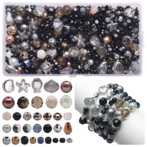 kingshine 870pcs assorted crystal jewelry beads drilled gemstone loose beads clear crystal glass beads for crafts faceted shiny bead for jewelry making diy necklace bracelet earring kit (black color)
