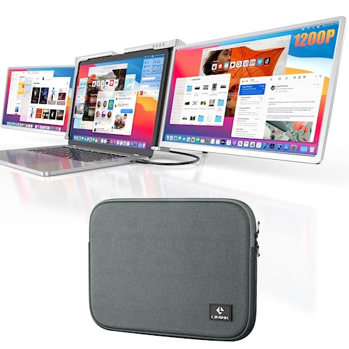 LIMINK 14" Triple Portable Monitor with 1 Cable, S500 Laptop Screen Monitor Extender for One Cable Connect and LIMINK Portable Laptop Bag Tablet Carrying Case Protective Sleeve