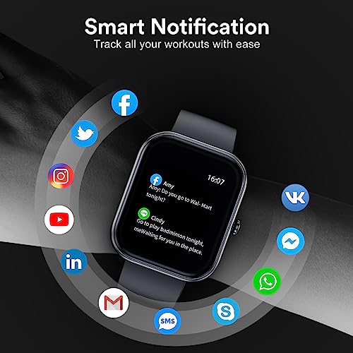 MIYOKO Smart Watch Bluetooth Call for Men Women, 2" HD Touch Screen IP67 Waterproof Smartwatch Fitness Tracker Heart Rate, Sleep Monitor, Blood Oxygen Pressure for Android and iOS. (Black)