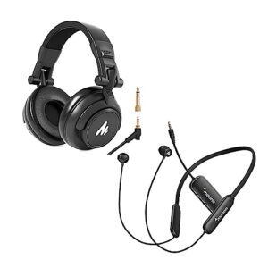 maono mh601 monitor headphone with wh30 wireless bt neckband headphone for live streaming,podcasting,music