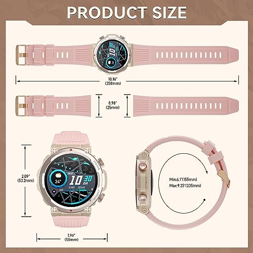 Military Smart Watch for Women (Answer/Make Call), 1.39 Inches HD Outdoor Tactical Sports Rugged Smartwatch, Fitness Tracker Watch with Heart Rate Blood Pressure Sleep Monitor for iPhone Android Phone