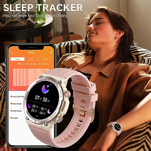 Military Smart Watch for Women (Answer/Make Call), 1.39 Inches HD Outdoor Tactical Sports Rugged Smartwatch, Fitness Tracker Watch with Heart Rate Blood Pressure Sleep Monitor for iPhone Android Phone