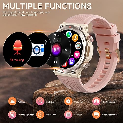 Military Smart Watch for Women (Answer/Make Call), 1.39 Inches HD Outdoor Tactical Sports Rugged Smartwatch, Fitness Tracker Watch with Heart Rate Blood Pressure Sleep Monitor for iPhone Android Phone