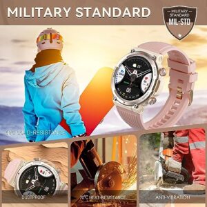 Military Smart Watch for Women (Answer/Make Call), 1.39 Inches HD Outdoor Tactical Sports Rugged Smartwatch, Fitness Tracker Watch with Heart Rate Blood Pressure Sleep Monitor for iPhone Android Phone