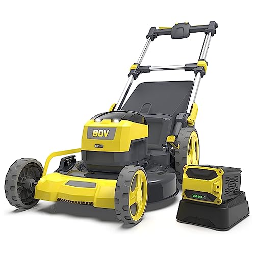 Efficient Convenient Cordless 21'' 80V Walk-Behind Electric Lawn Mower-Take Care of The Lawn Easily