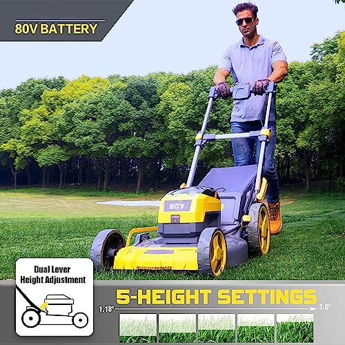 Efficient Convenient Cordless 21'' 80V Walk-Behind Electric Lawn Mower-Take Care of The Lawn Easily