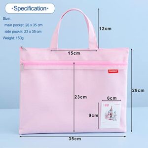 Pocket Small Size Desk Calculator and Large Double Pocket Waterproof File Bag with Handle Bundle
