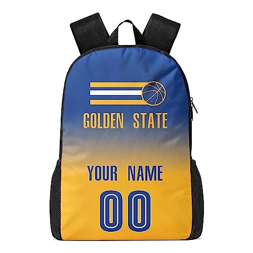 Golden State Custom Backpack High Capacity,Add Personalized Name And Number, Backpack for Men Women,Basketball Bags for Teenagers