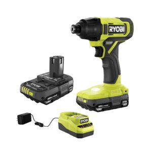 ryobi one+ 18v cordless 1/4 in. impact driver kit with (2) 1.5 ah batteries and charger (renewed)