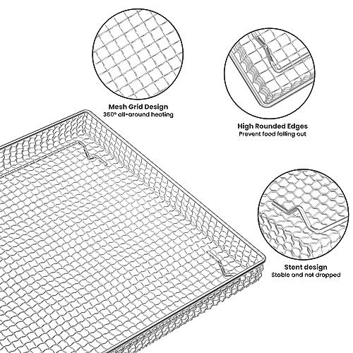 Stainless Steel Baking Tray Pan and Air Fryer Basket Compatible with Cuisinart Airfryer TOA-060 and TOA-065 for Cuisinart air fryer replacement parts