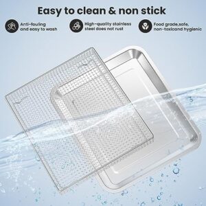 Stainless Steel Baking Tray Pan and Air Fryer Basket Compatible with Cuisinart Airfryer TOA-060 and TOA-065 for Cuisinart air fryer replacement parts