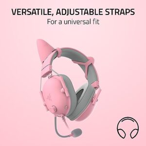 Razer Kitty Ears V2: Clip-on Kitty Ears for Headsets, Gaming Headphones - Universal Fit - Versatile, Adjustable Straps - Lightweight Sillicone - Durable & Comfortable - Quartz Pink