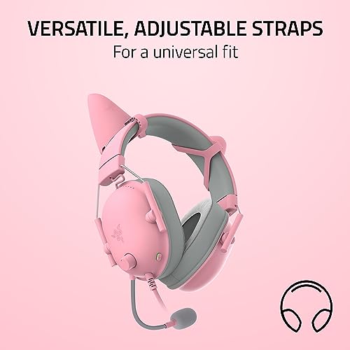 Razer Kitty Ears V2: Clip-on Kitty Ears for Headsets, Gaming Headphones - Universal Fit - Versatile, Adjustable Straps - Lightweight Sillicone - Durable & Comfortable - Quartz Pink