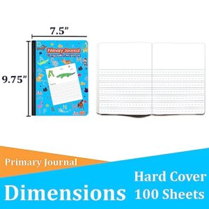 Primary Composition Notebook K-2, Primary Journal Grades K-2 ABC & Animal Print Cover, Pre K Primary Journal, 100 sheets/200 Pages Composition Book with Picture Space 9.75″​ x 7.5″ (48 Pack, Blue)