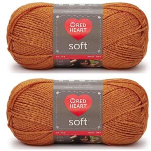 red heart soft tangerine yarn - 2 pack of 141g/5oz - acrylic - 4 medium (worsted) - 256 yards - knitting/crochet