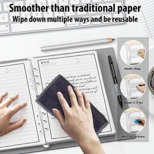 XHZNI Reusable Notebooks - A5 Waterproof Spiral Notebooks, 50 Sheets of Stone Paper per Smart Notebook for School, Office, Business, and Professional with 1erasable Pen & 1 Cloth Included(Blue)