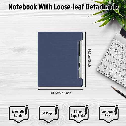 XHZNI Reusable Notebooks - A5 Waterproof Spiral Notebooks, 50 Sheets of Stone Paper per Smart Notebook for School, Office, Business, and Professional with 1erasable Pen & 1 Cloth Included(Blue)