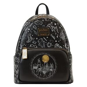 loungefly harry potter all over print women's double strap shoulder bag purse