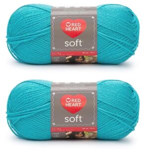 red heart soft turquoise yarn - 2 pack of 141g/5oz - acrylic - 4 medium (worsted) - 256 yards - knitting/crochet