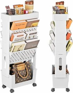 bookshelves and bookcases on wheels: rolling file folder rack & office shelf organizer - movable bookshelf for kids room, home school classroom & bedroom-desk organizers and storage to organize home