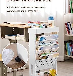 Bookshelves and Bookcases on Wheels: Rolling File Folder Rack & Office Shelf Organizer - Movable Bookshelf for Kids Room, Home School Classroom & Bedroom-Desk Organizers and Storage to Organize Home