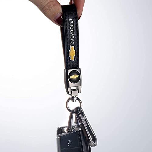MIGUOER Genuine Leather Car Keychain Fit Chevy Malibu Camaro Trax Traverse Sonic Cruze Volt Equinox Spark,Car Key Chain for Men and Woean Key Ring