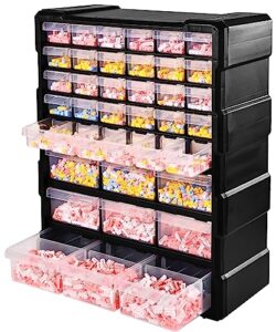 elevon hardware and craft cabinet 14.8" w x 6.3" d x 18.7" h, 39 drawers, black