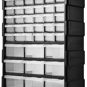 Elevon Hardware and Craft Cabinet 14.8" W x 6.3" D x 18.7" H, 39 Drawers, Black