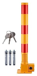 rongqi car parking space lock bollard lockable folding security post with flexible spring collision avoidance bollard parking post with keys (color : yellow-red, size : 600x60mm)