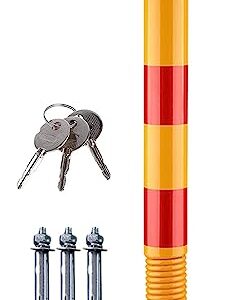 RONGQI Car Parking Space Lock Bollard Lockable Folding Security Post with Flexible Spring Collision Avoidance Bollard Parking Post with Keys (Color : Yellow-red, Size : 600x60mm)