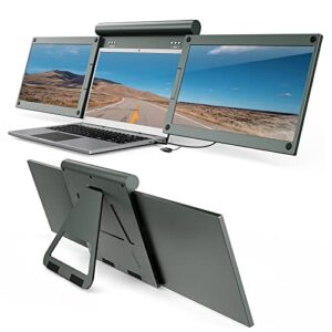 jijibong laptop screen extender 13.3" fhd ips triple monitor display with usb-a/type-c plug-and-play, compatible with windows, mac and switch, fits 11.6”-15” laptops
