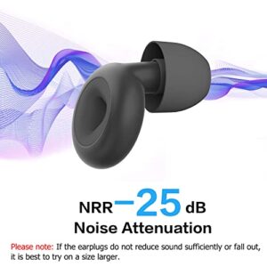 Ear Plugs for Sleeping Noise Cancelling – Super Soft, Reusable Hearing Protection in Flexible Silicone, Noise Cancelling Earbuds for Sleep - 6 Ear Tips in S/M/L – 25dB Noise Cancelling Black