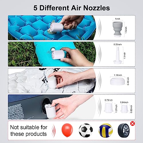 FACULX Portable Air Pump+ Camping Light Ultra-Mini Air Pump with 2000mAh Battery USB Rechargeable for Pool Floats Air Bed Air Mattress Swimming Ring Vacuum Storage Bags